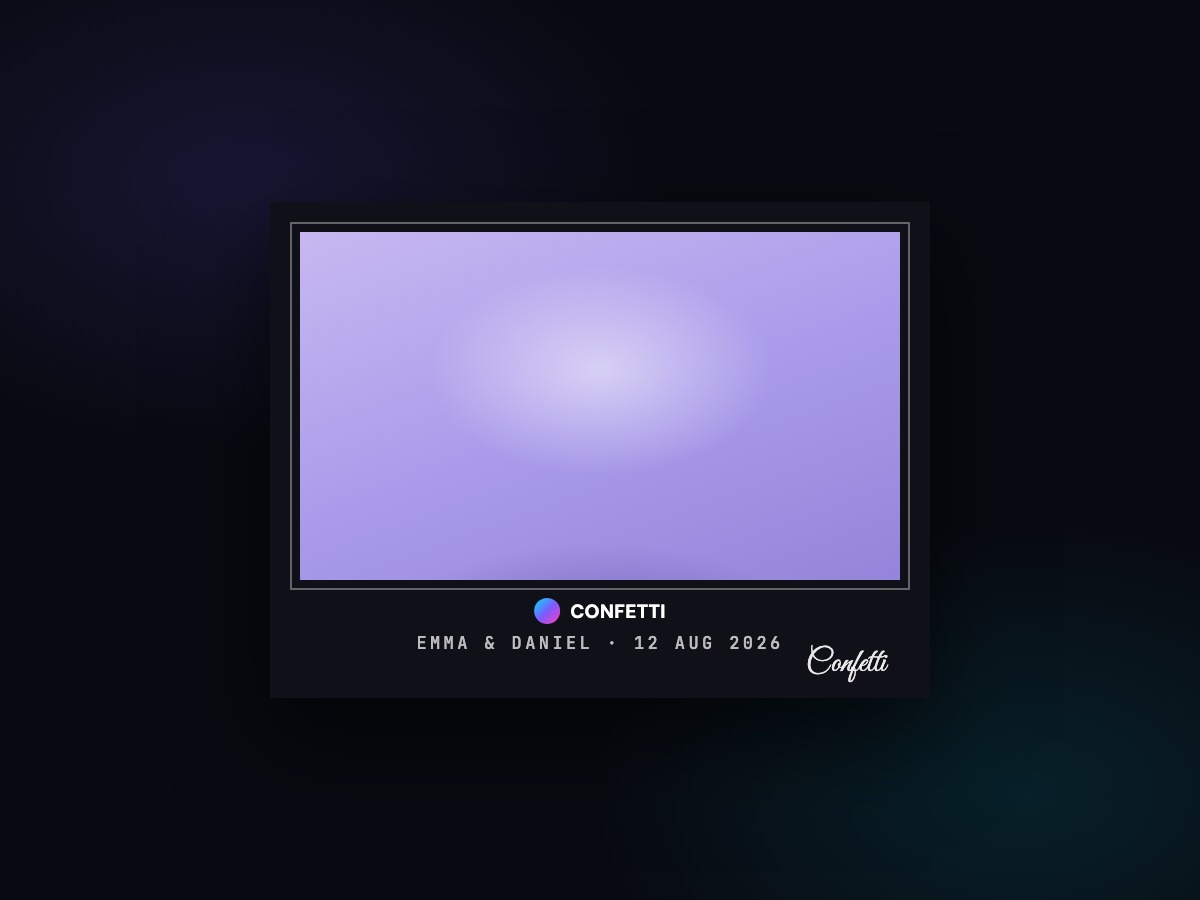 Frame with client logo, event title and signature