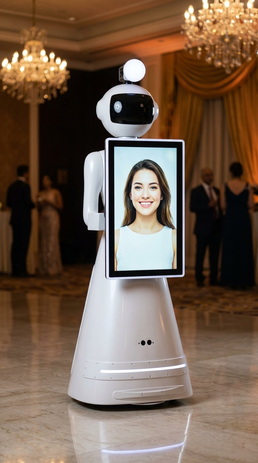 AI Robot Cindy in a hotel ballroom