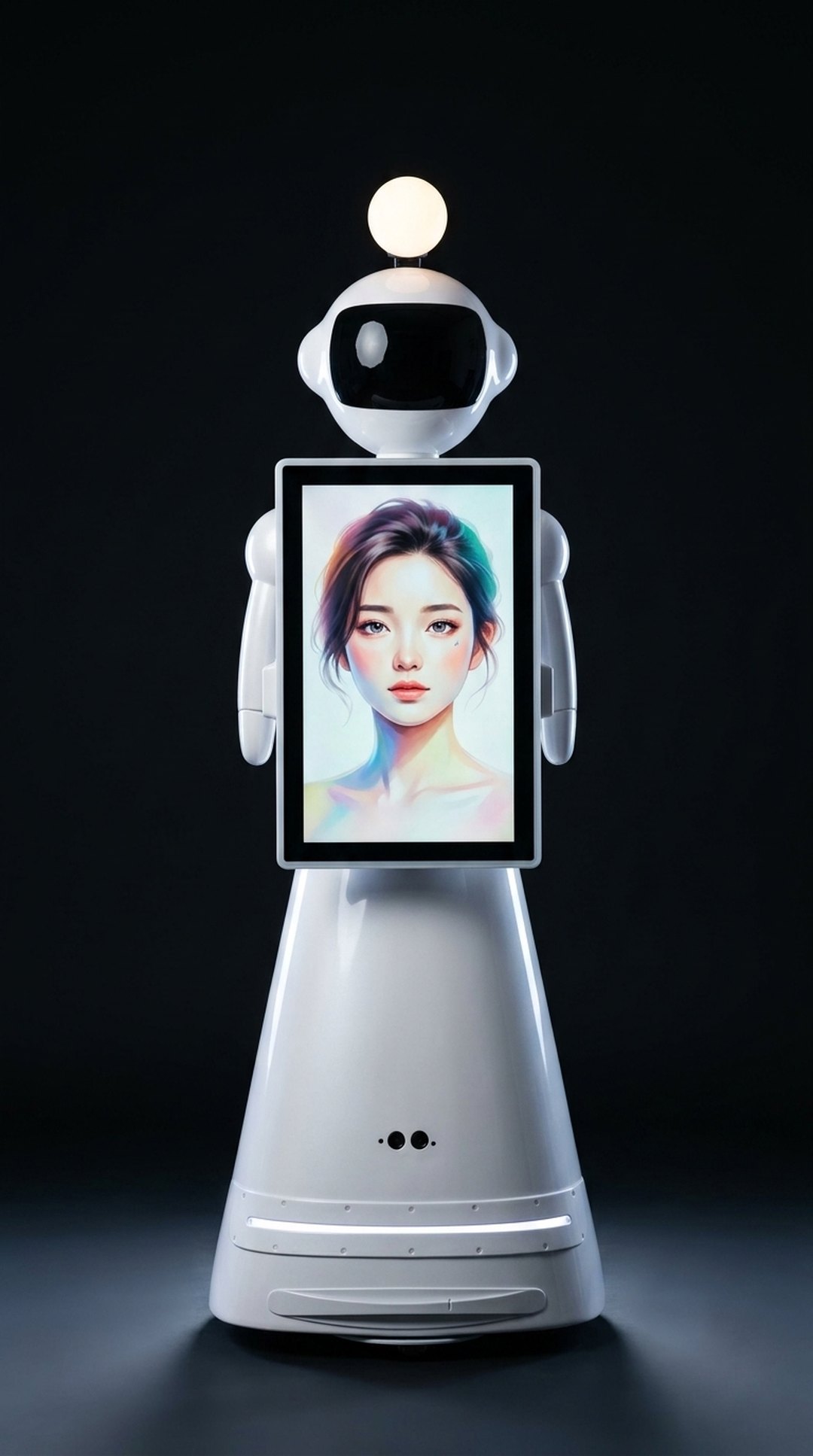 AI Robot Cindy against a black studio background